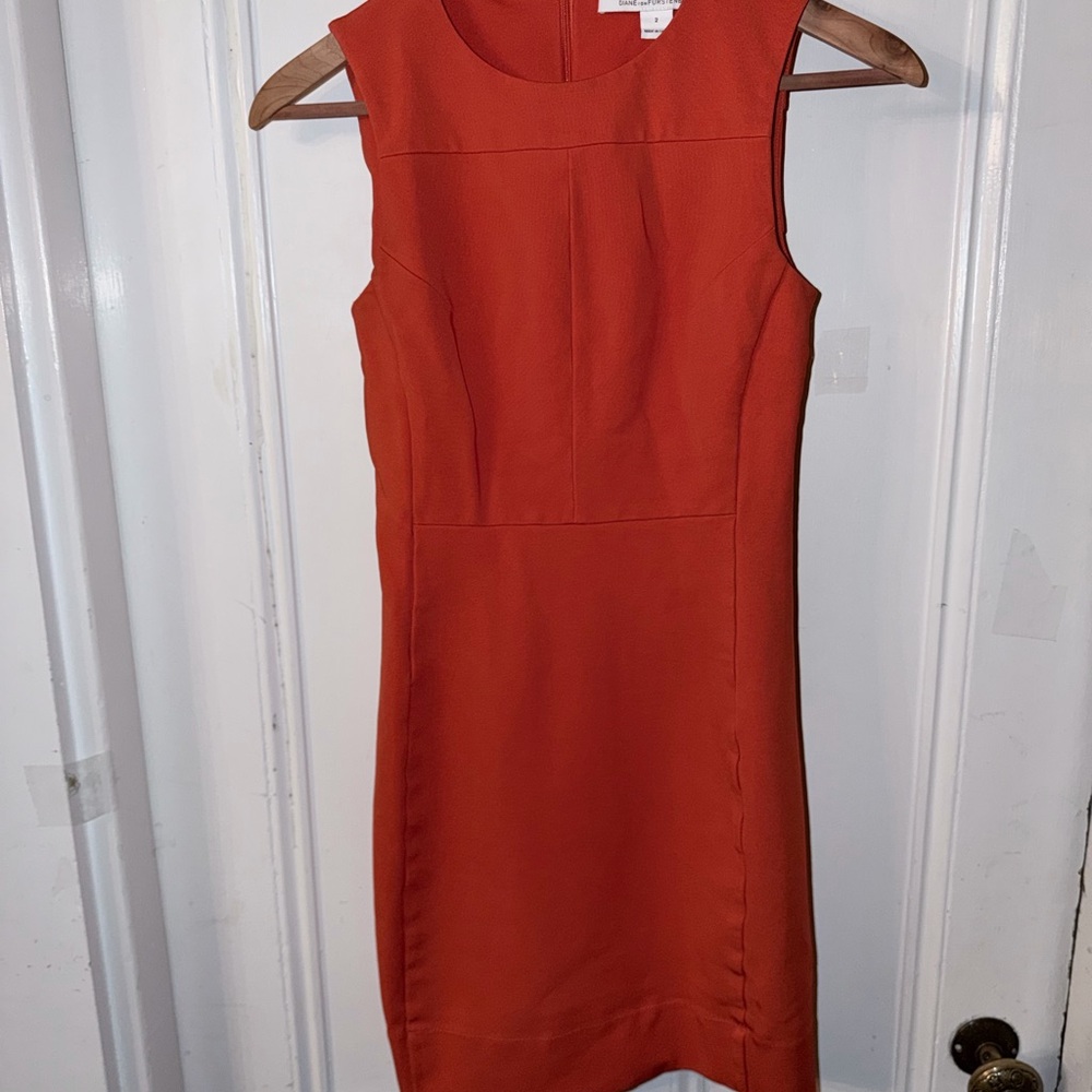 Diane Von Furstenberg Sleeveless Orange Sheath Dress